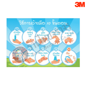 ป้ายวิธีการล้างมือ 10 ขั้นตอน