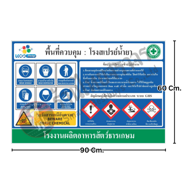 ป้ายพื้นที่ควบคุมโรงสเปรย์น้ำยา