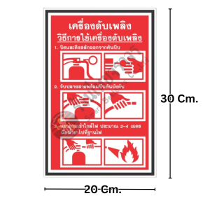 ป้ายวิธีการใช้เครื่องดับเพลิง