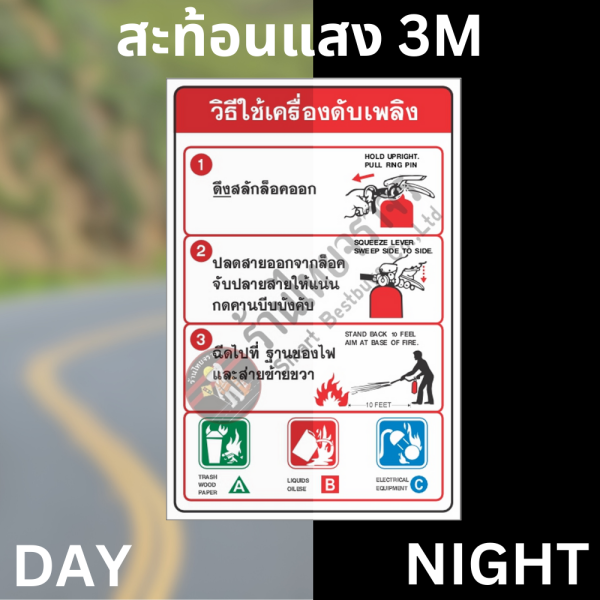 ป้ายวิธีใช้เครื่องดับเพลิง