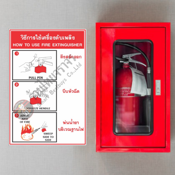 ป้ายวิธีการใช้เครื่องดับเพลิง