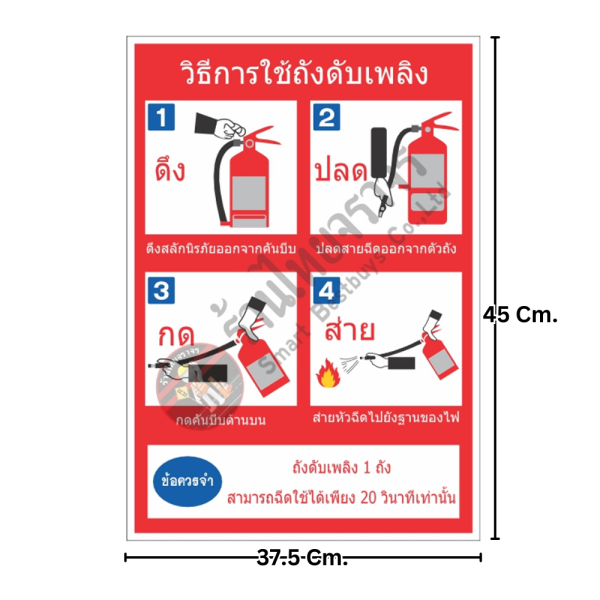 ป้ายวิธีการใช้ถังดับเพลิง